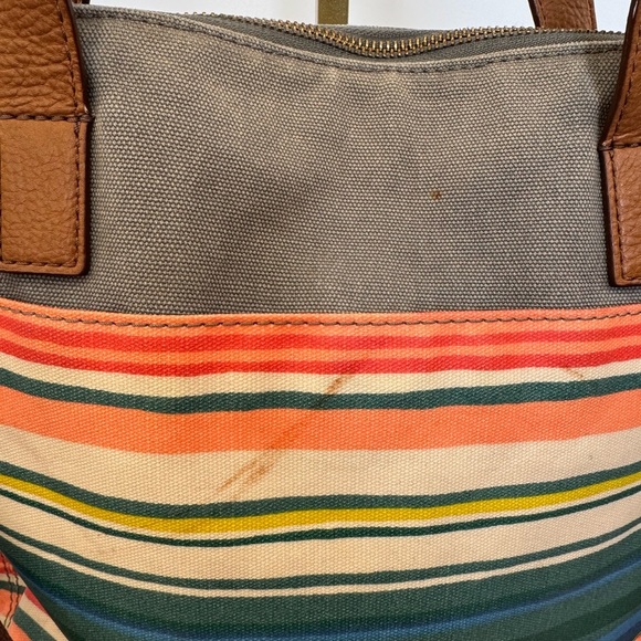 Fossil Striped Tote Bag Purse - Picture 8 of 16